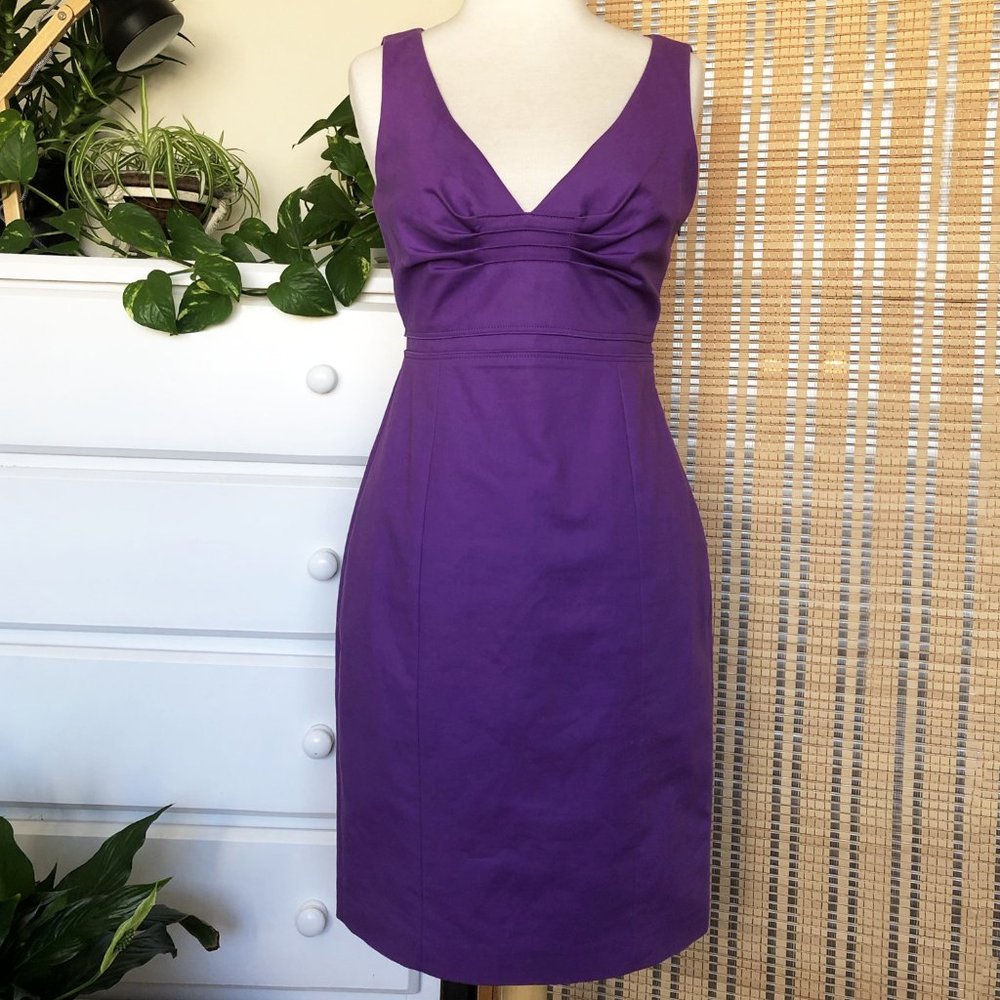 Elie Tahari Midi Purple Sleeveless Sheath Dress